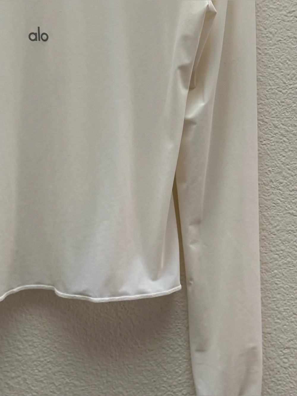 Alo Mesh Sheer Illusion Mock Neck Long Sleeve - Ivory - Size Medium